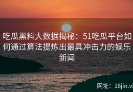 吃瓜黑料大数据揭秘：51吃瓜平台如何通过算法提炼出最具冲击力的娱乐新闻
