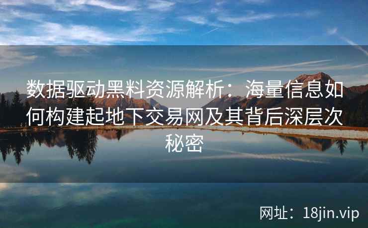 数据驱动黑料资源解析：海量信息如何构建起地下交易网及其背后深层次秘密