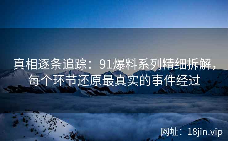 真相逐条追踪：91爆料系列精细拆解，每个环节还原最真实的事件经过